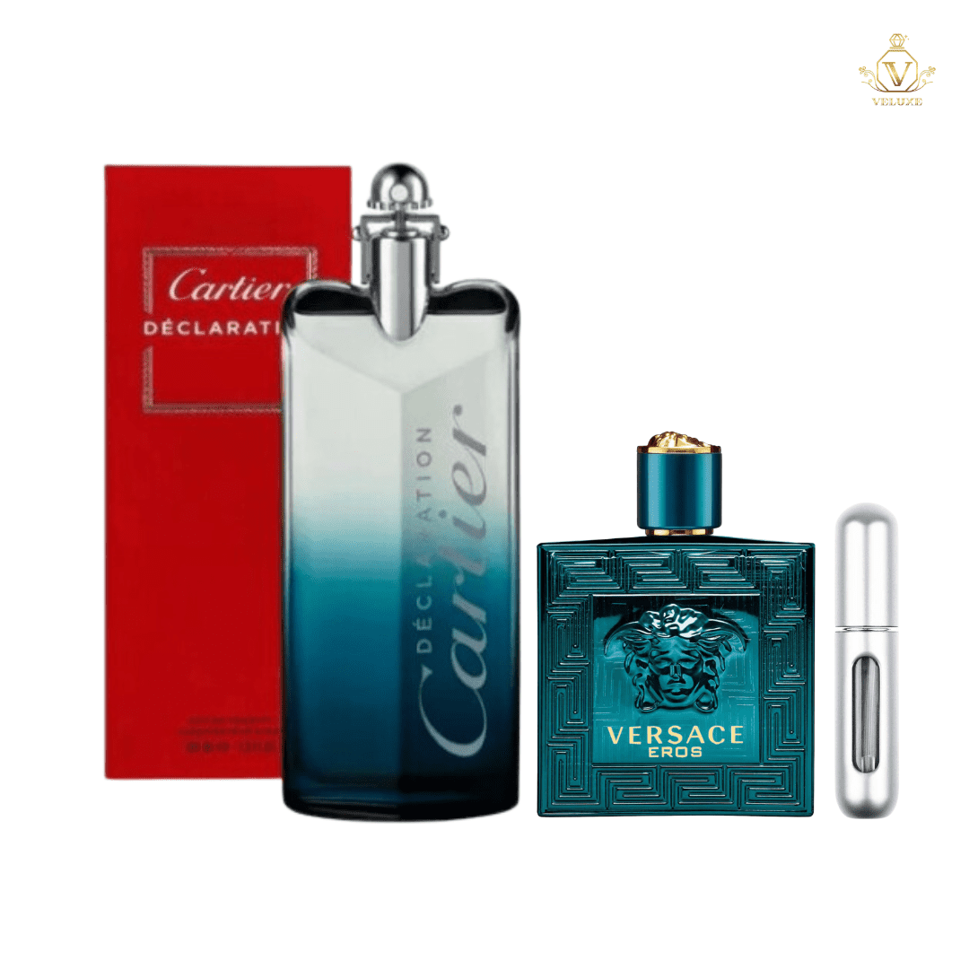 Combo Cartier Declarat1on Essence Men + Versace Eros 50ml Men + Atomizador