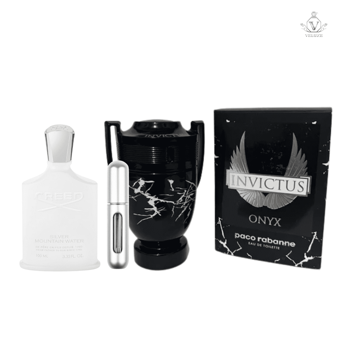 Combo Paco Rabanne Inv1ctus Onix Men + Creed S1lver Mounta1n Water 50ml Men + Atomizador