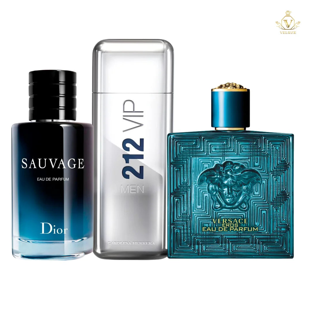 Combo Sauvage Dior + 212 VIP + Versace Eros