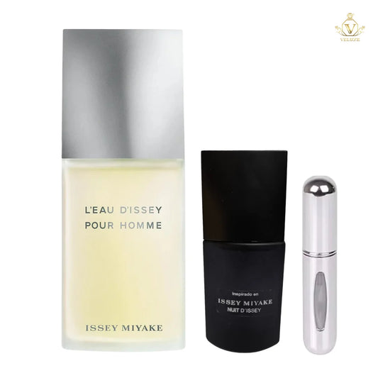 Combo L'Eau d'Iss3y Pour H0mme + Nu1t d’Iss3y 50 Ml + Perfumero