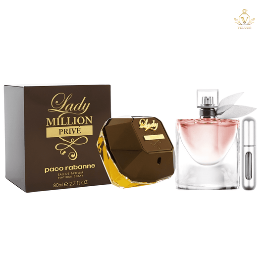 Combo Lady Mill1on Priv Dama + La v1e est belle Legere 50ml Dama + Atomizador