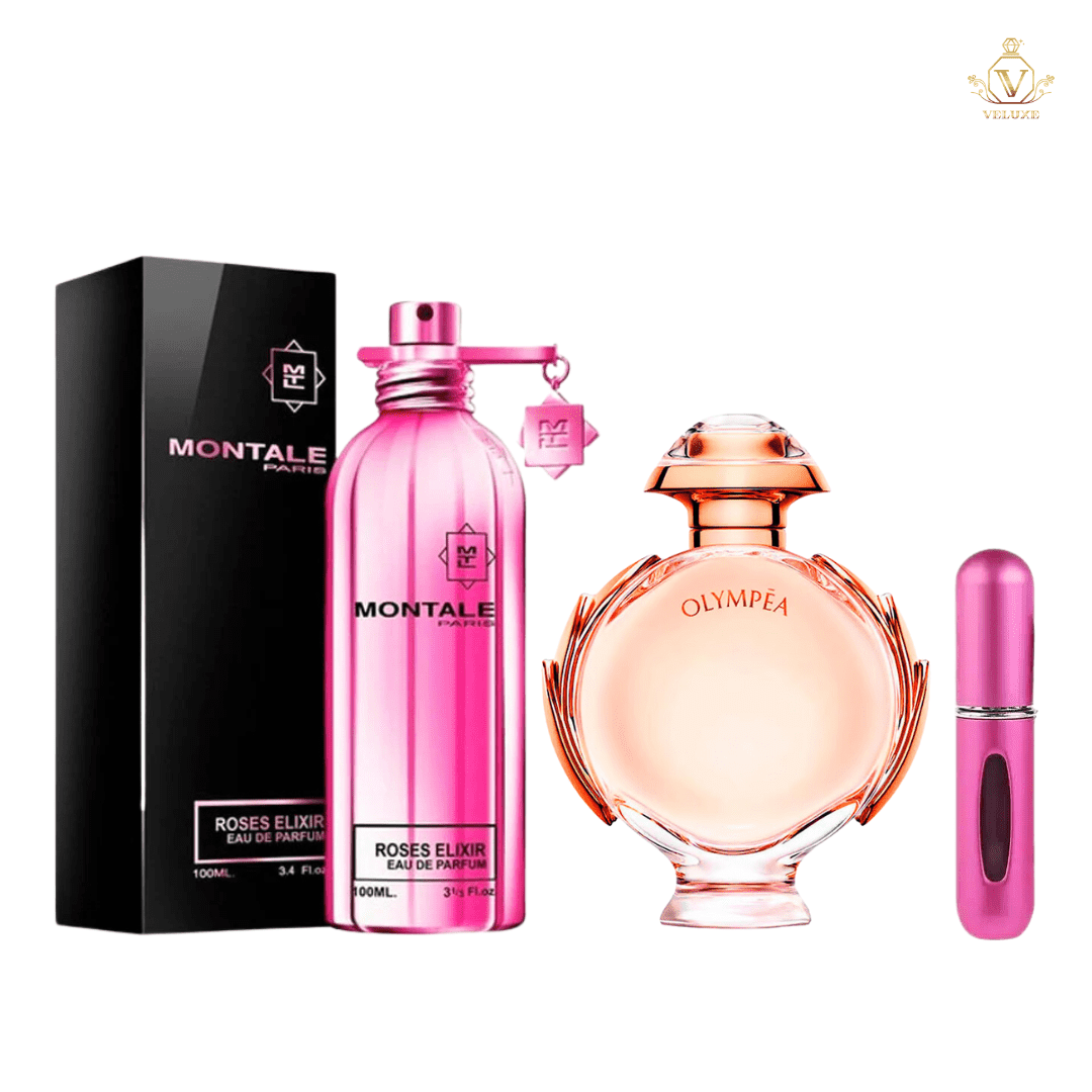 Combo Montale Rose El1xir Dama + Paco Rab4nne Olympea 50ml Dama + Atomizador